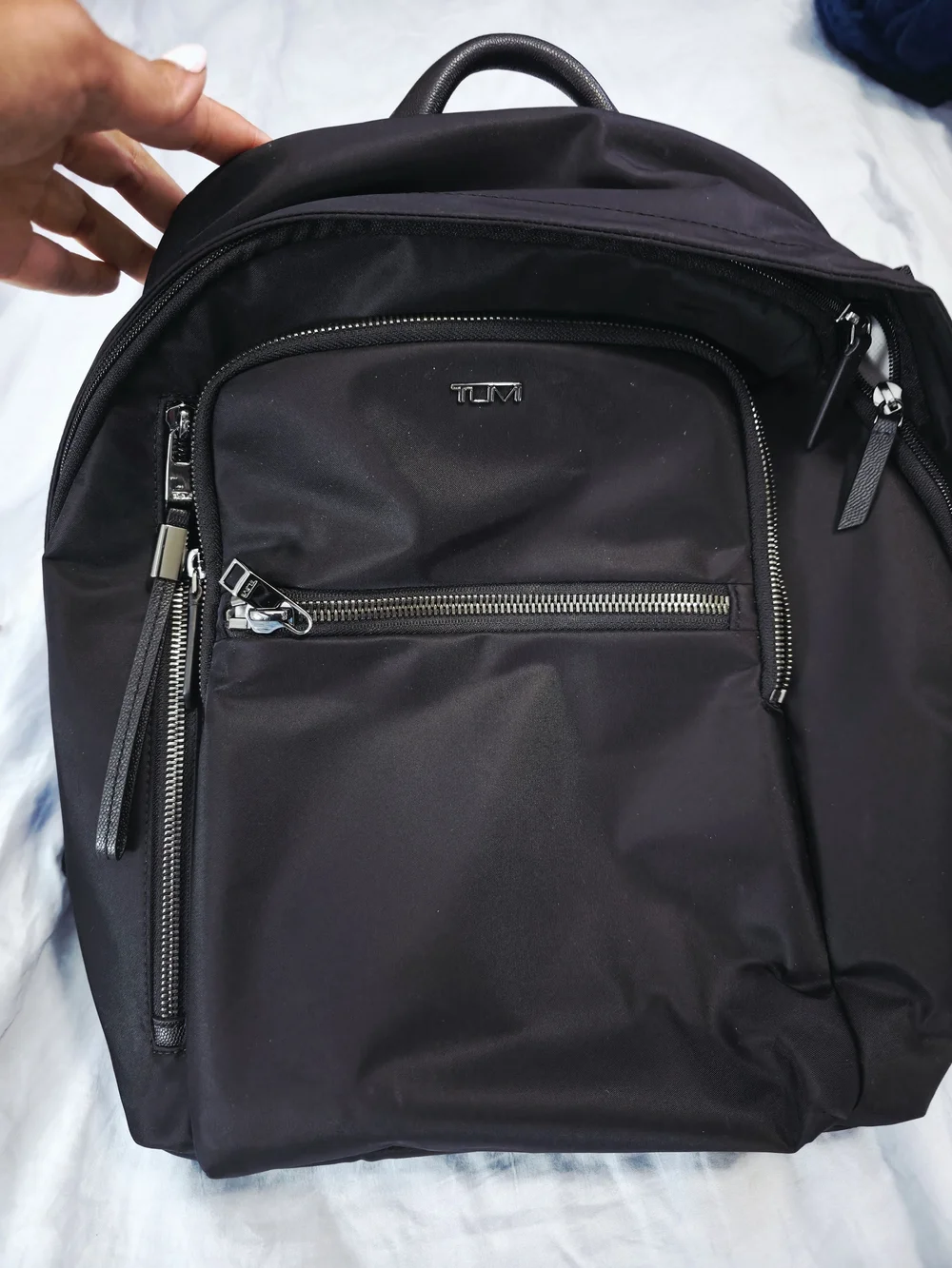 Tumi Voyayeur Halsey Black Backpack with Gunmetal Hardware Used 1x